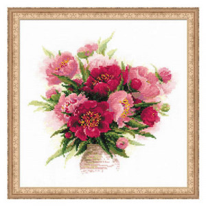 1259 Набор для вышивания Пионы в вазе 40 х 40 см RIOLIS Сотвори Сама