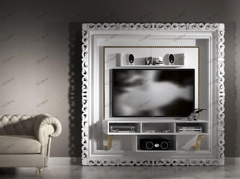 Vismara Design Стенка из лакированного дерева в стиле барокко с подставкой под телевизор Classic sun-id-1387076