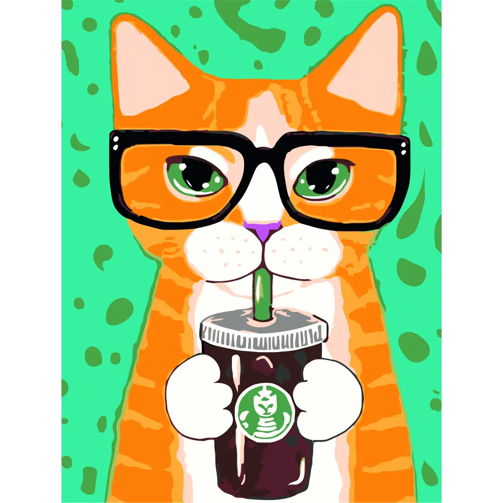 Картина по номерам Кофейный кот 30х40 см FBRUSH STLM-2099388