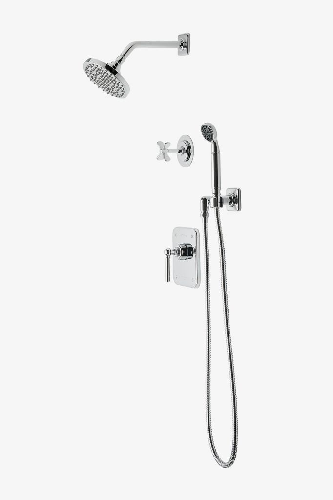 LDSP09 Комплект для душа Ludlow с балансировкой давления с 6-дюймовой лейкой для дождя, ручным душем и перекрестной перекрестной ручкой Waterworks 