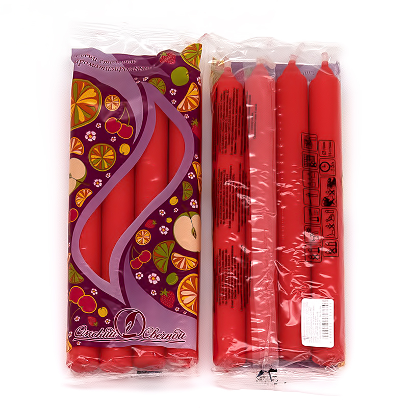 001506 Свеча столовая 1.9 х 17.5 см 40 г 4 шт. Клубника Омский Свечной 