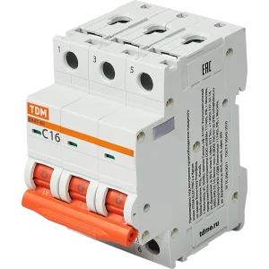Автоматический выключатель TDM Electric ВА47-60 3P C16 А 6 кА SQ0223-0109 84399539 STLM-2164662
