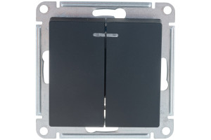 16313780 2-клавишный выключатель ATLASDESIGN с подсветкой, 10АХ, КАРБОН ATN001053 Schneider Electric Atlas design