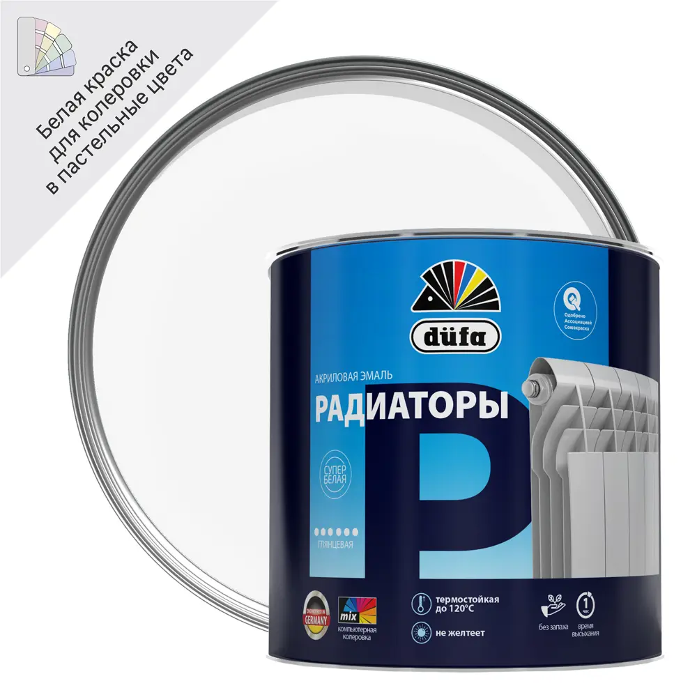 Термостойкая эмаль Dufa для радиаторов отопления белого цвета 18557721 STLM-0011366