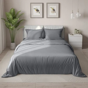 Комплект постельного белья НТК двуспальный полисатин графитовый 89404966