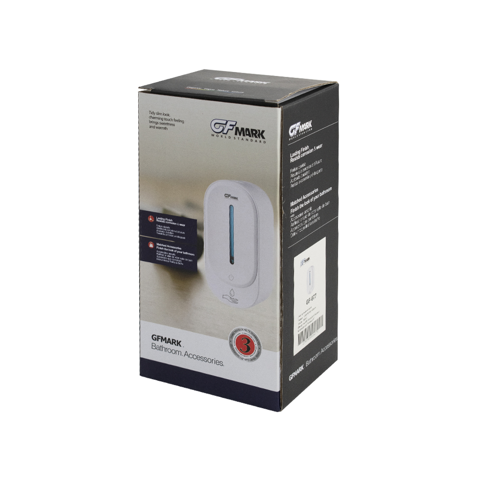 GFmark - Дозатор СЕНСОРНЫЙ, ПЕНА, пластик АБС, БЕЛЫЙ, большой, с полоской, 350 мл, код: 677  - Вид №5