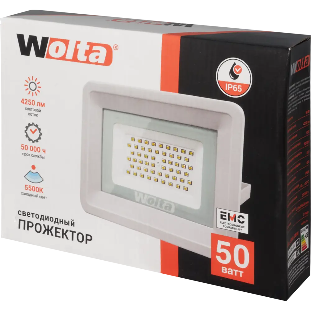 Прожектор светодиодный уличный 50 Вт 5700K IP65 4500 Лм WOLTA STLM-2131615 - Вид №6