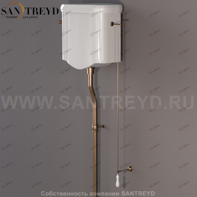 754593 Механизм смыва для высокого бочка(ранец) с цепочкой и керамической ручкой. Retro Kerasan