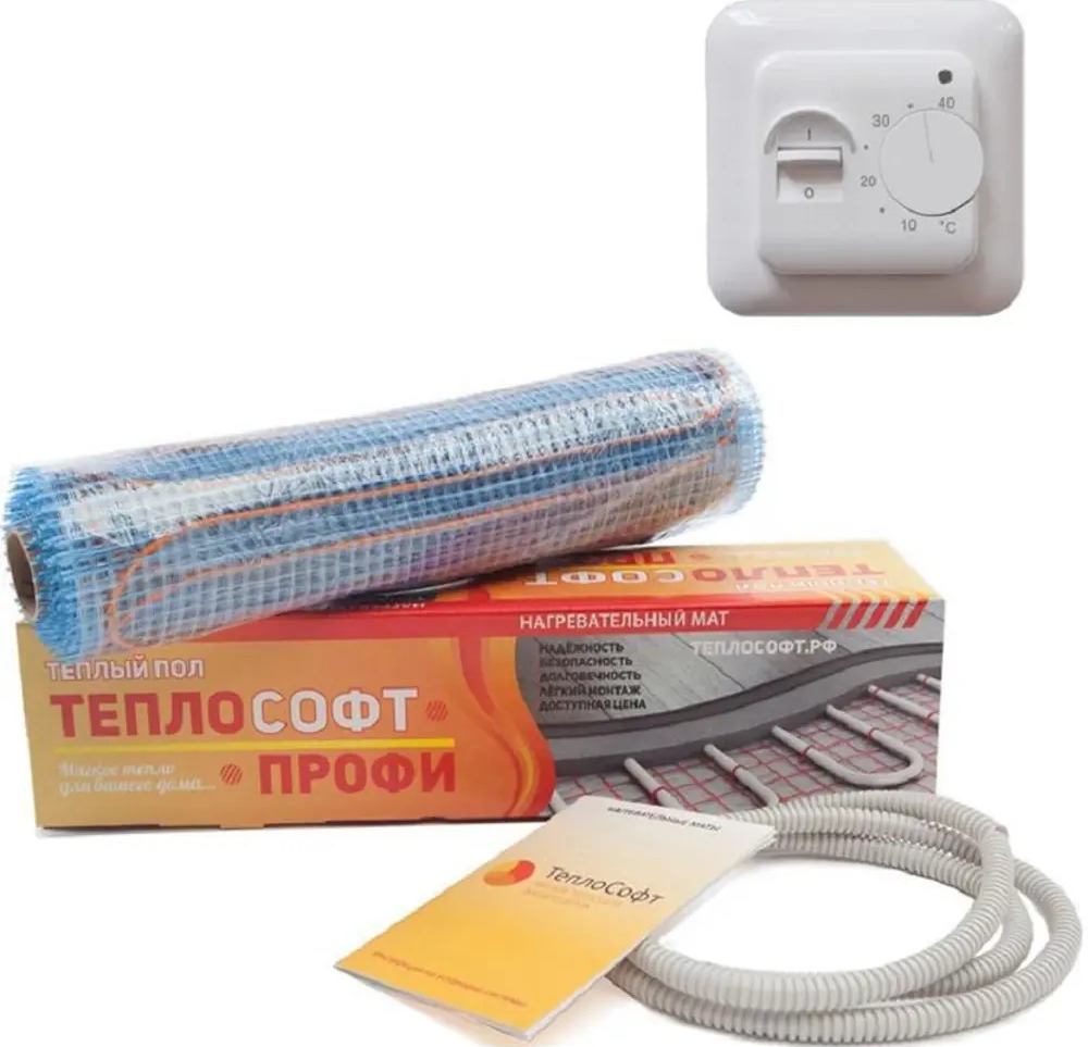 93407136 Нагревательный мат для теплого пола Теплософт Профи LTL-C с механическим терморегулятором RTC 70.26, 16 м² 2400 Вт STLM-0546671