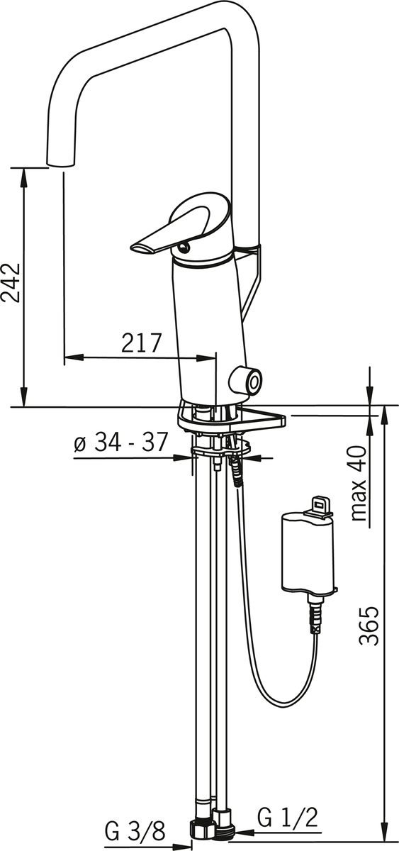 Oras 2734FG Смеситель для кухни с клапаном, 6 V 2734FG Optima Хром  - Вид №4