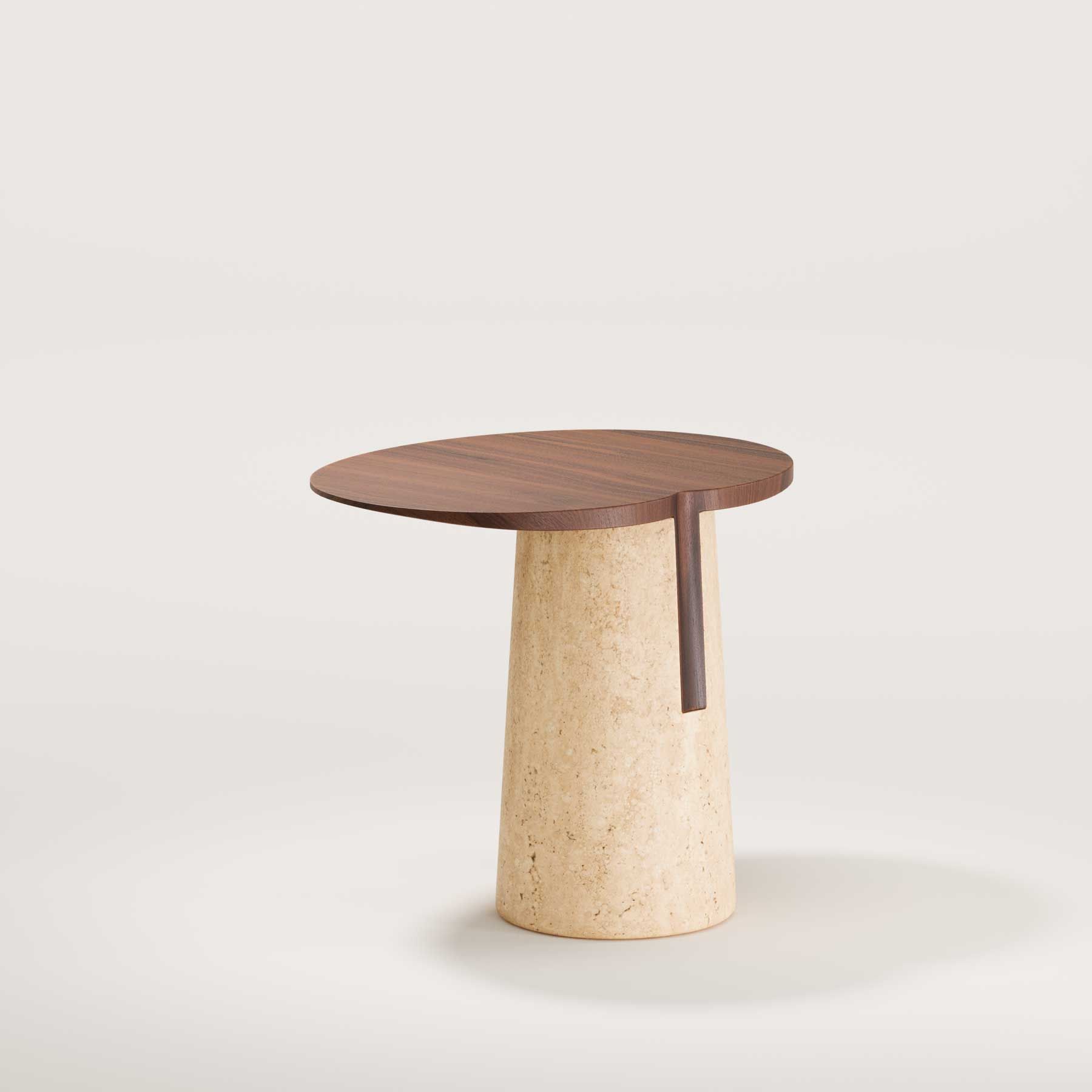 Высокий овальный журнальный столик из дерева и травертина Wewood Anchor ARCH-00147099 - Вид №10