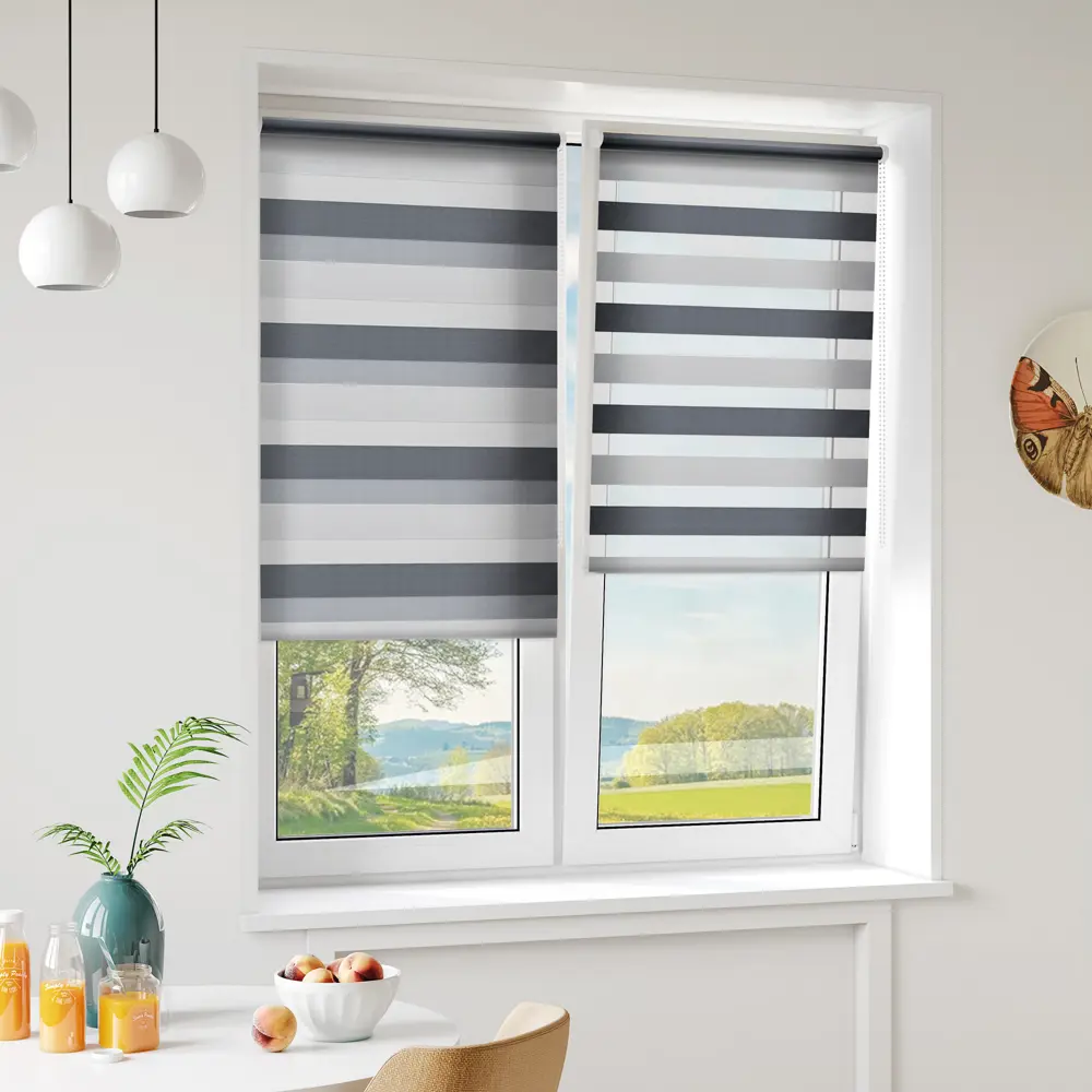 Штора рулонная день-ночь Порто 180x175 см серая MIAMOZA STLM-2205931 - Вид №2