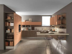 Febal Casa Кухня из лакированного ламината с полуостровом