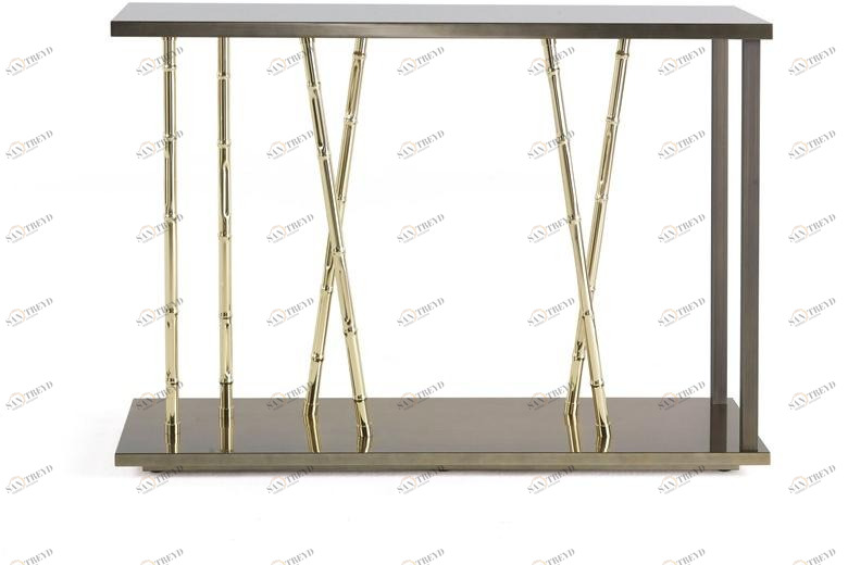 ETRO Home Interiors Прямоугольная консоль из эвкалипта и металла Taxila E.tax.521.a