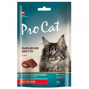 ПР0030543 Лакомство для кошек Подушечки для выведения шерсти 60г Pro Cat