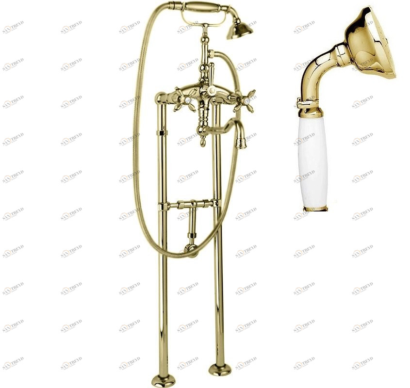 Напольный смеситель для ванны с кронштейном для слива-перелива CEZARES NOSTALGIA-VDPS2-03/24-Bi