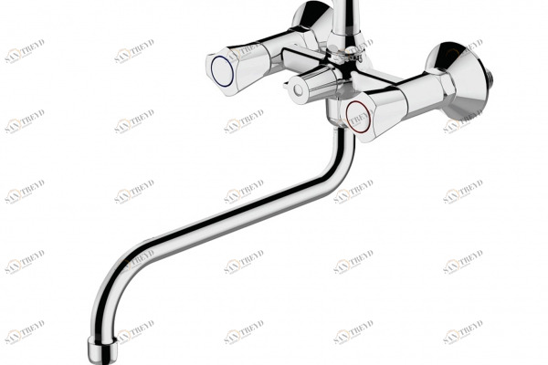 Смеситель для ванны с длинным изливом и аксессуарами DUO F6133186CP-LB-RUS bravat