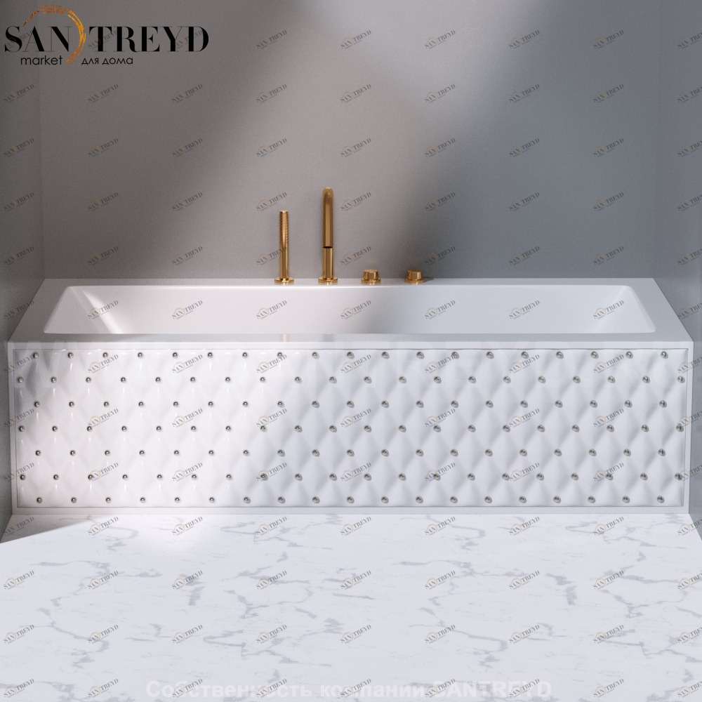 Ванна с декоративными панелями CLASS SQUARE с хромированными вставками белая AeT ITALIA GLASS DV203V0100100P