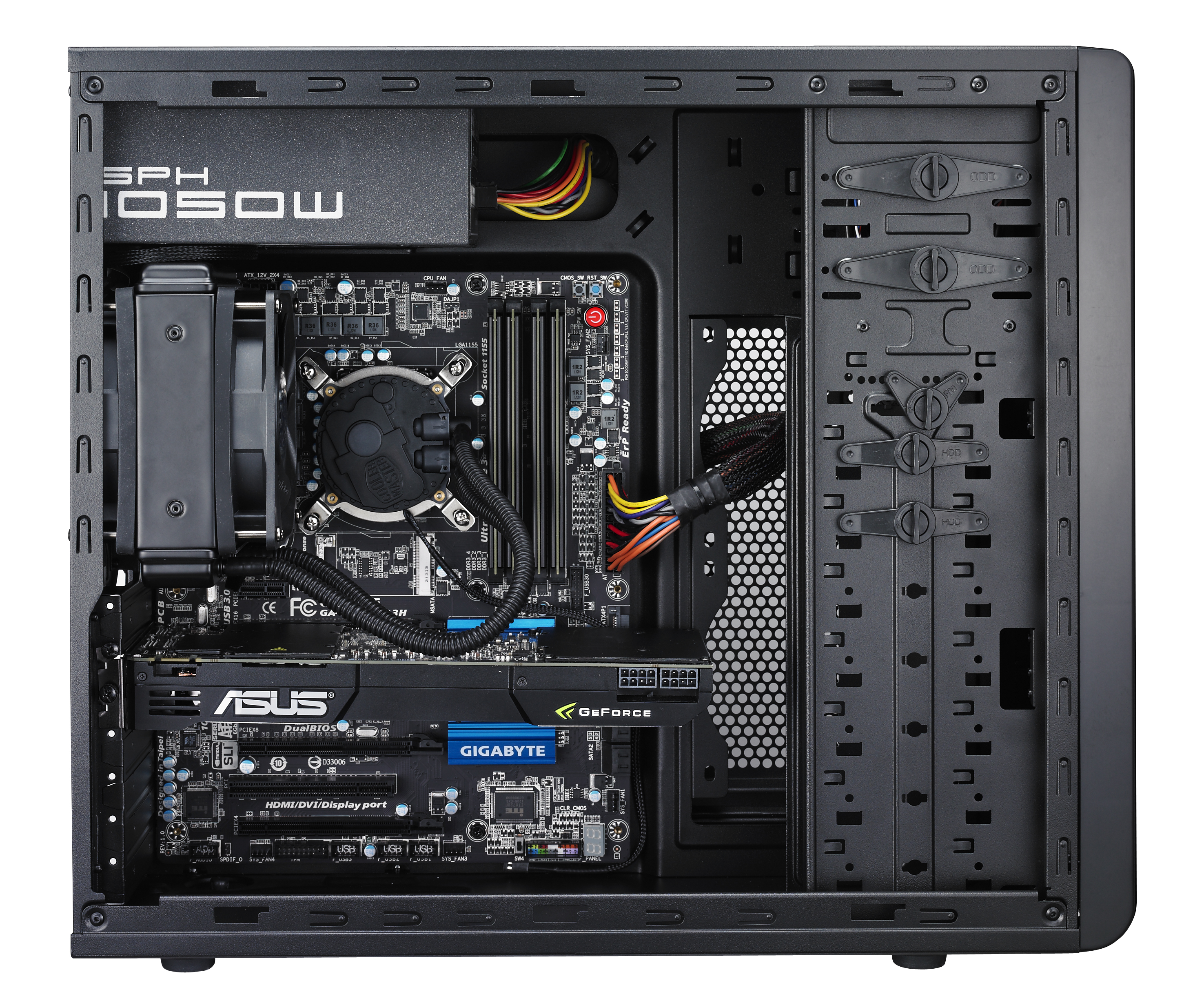 FOR-500-KKN1 case cm force, mid tower, usb 3.0 x 1, usb 2.0 x 2, 1xfan, black, atx, w/o psu Cooler Master Cooler Master CM Force Santreyd  - Вид №3
