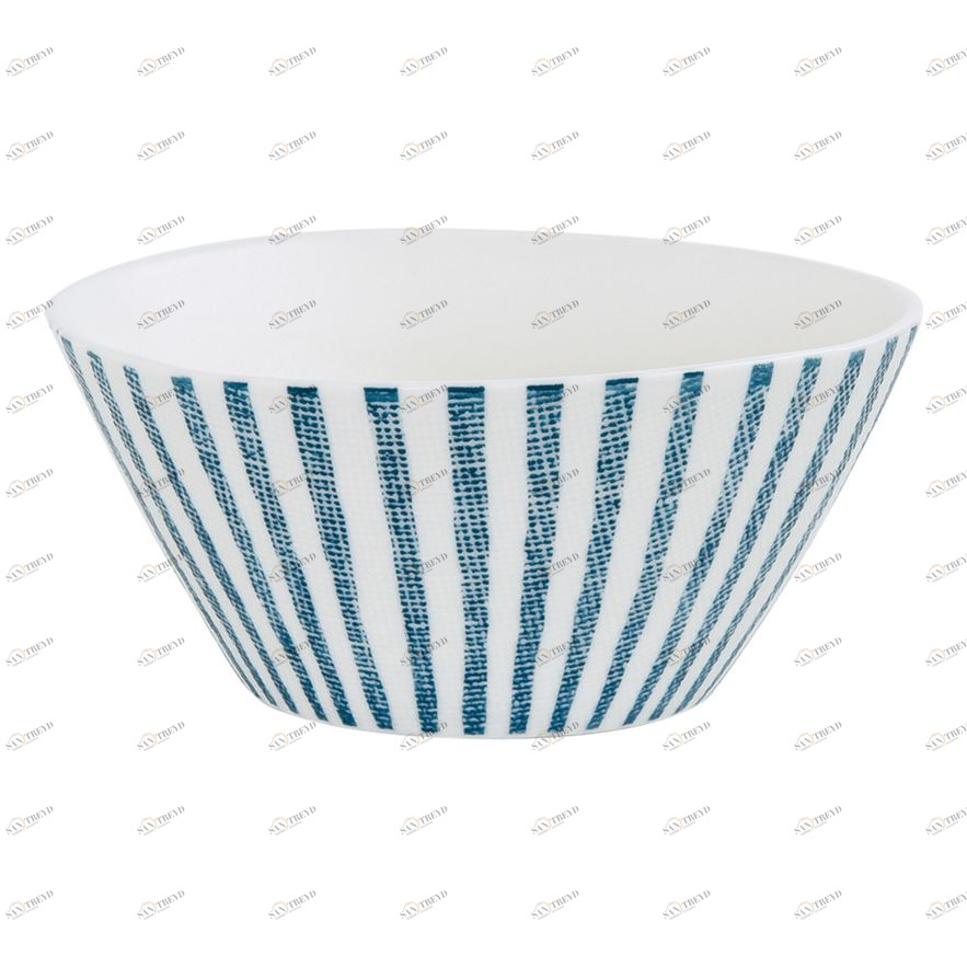 Салатник фарфоровый белый с синими полосками средний "Бриз" EASY LIFE БРИЗ 00-3947051 Белый;синий