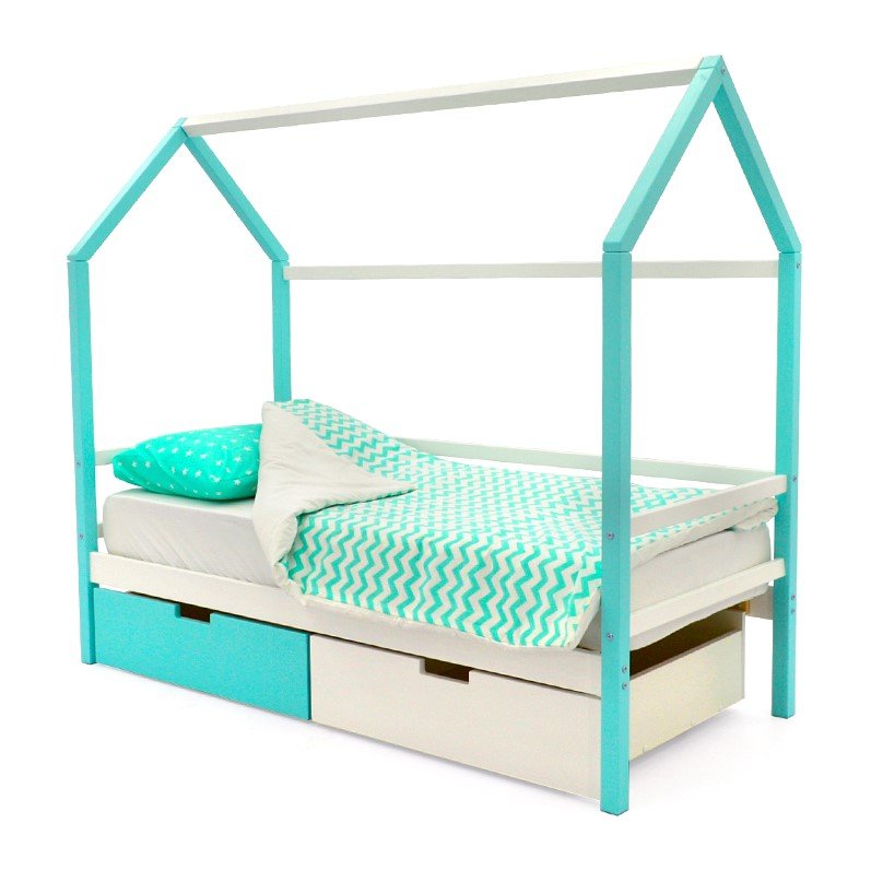 Кровать-домик детская мятно-белая Svogen БЕЛЬМАРКО  00-3833075 Голубой Santreyd  - Вид №1