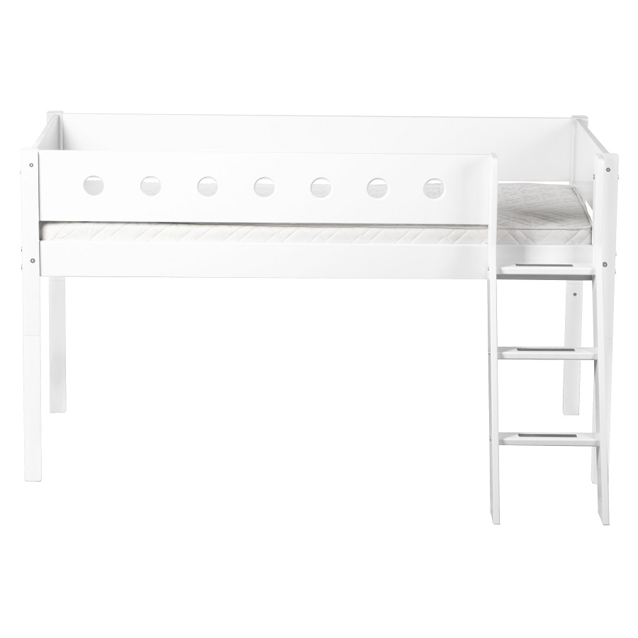 Кровать Flexa White с наклонной лестницей, 190 см, белая 801731040 - Вид №1