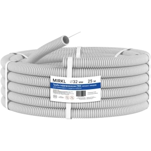 Труба гофрированная Mirkl ПВХ с зондом D32 мм 25 м цвет серый