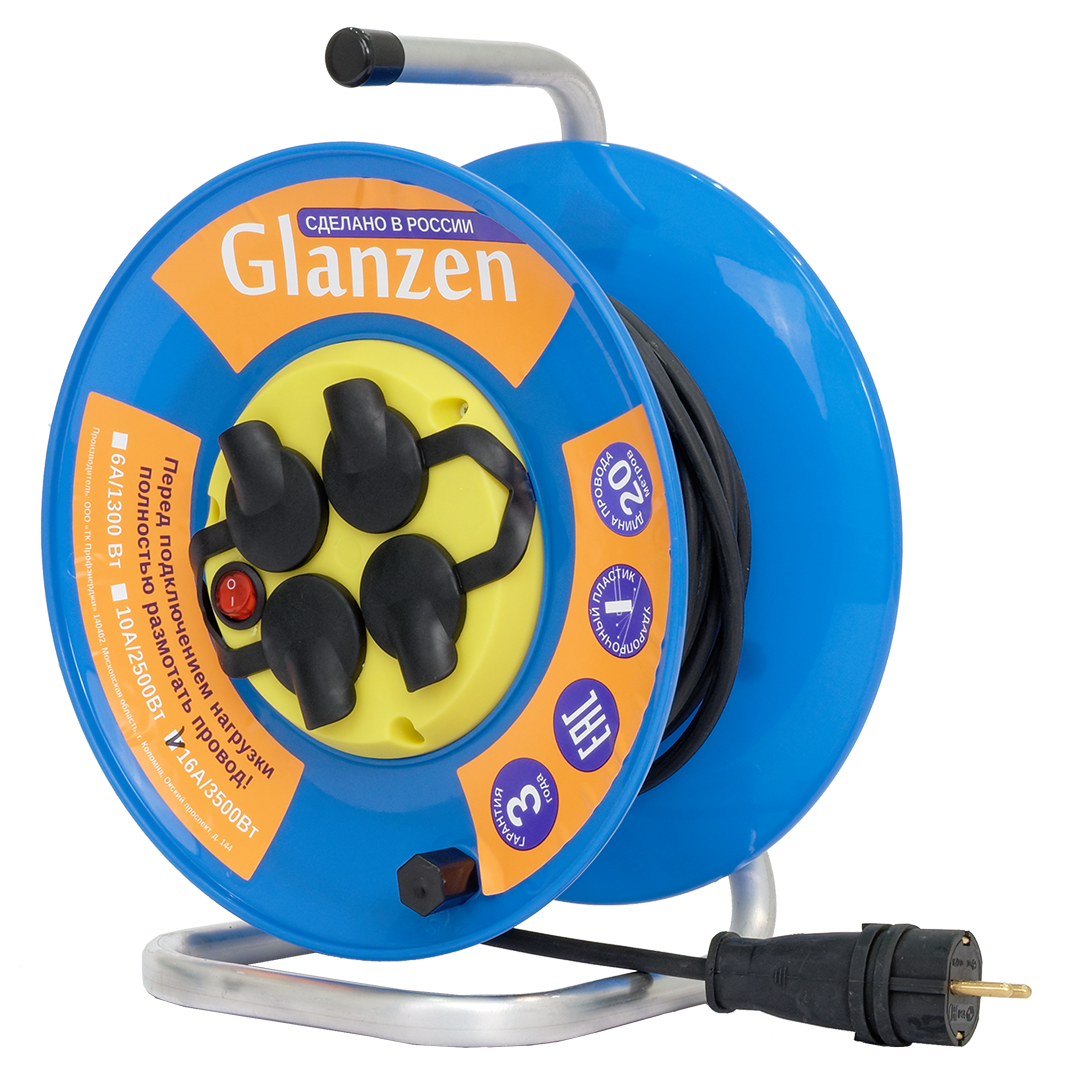Удлинитель силовой GLANZEN EB-20-009 синий 9157997 STDN-0097999