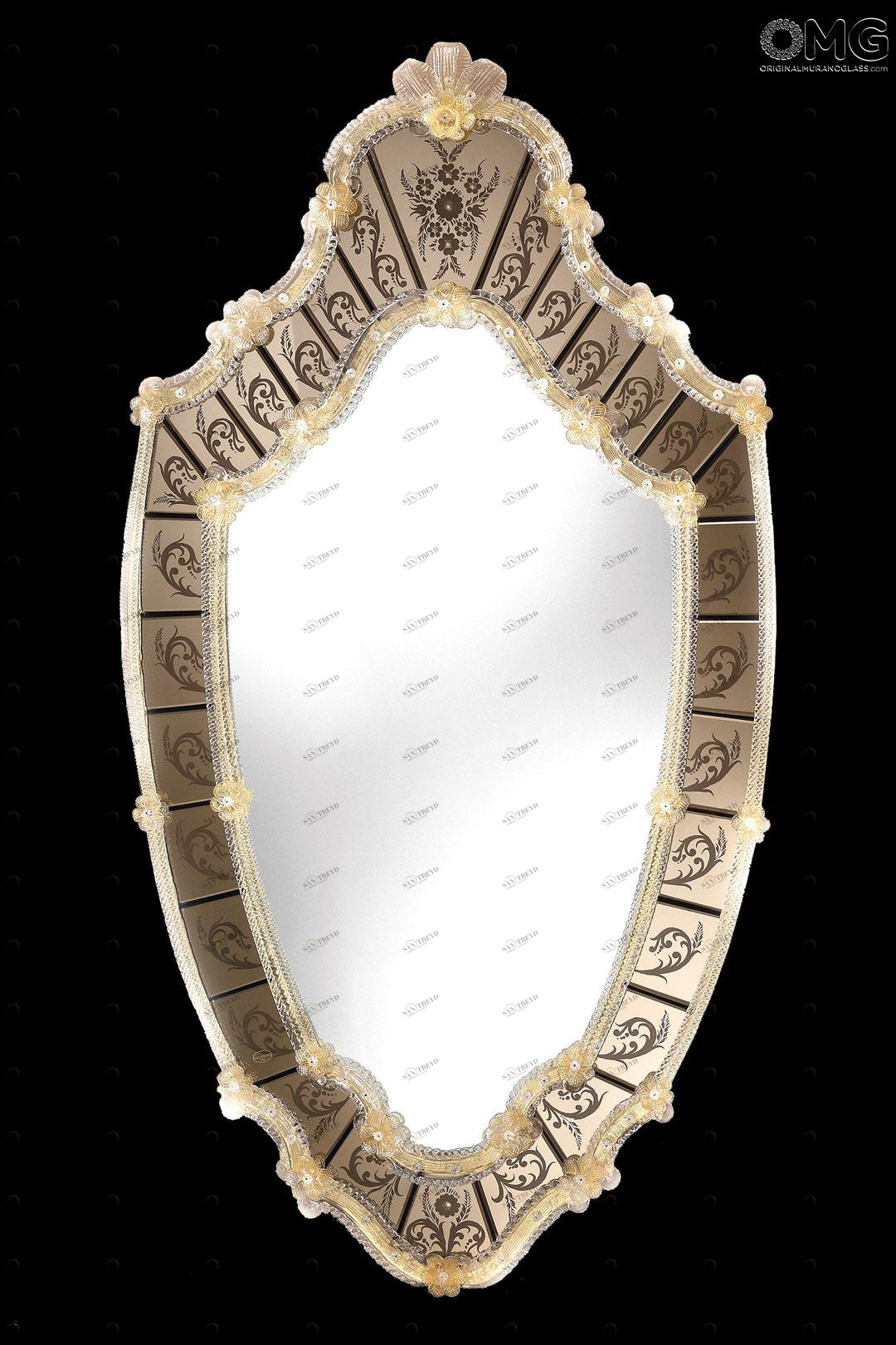846 ORIGINALMURANOGLASS Венецианское зеркало Mastropiero - муранское стекло OMG  см 