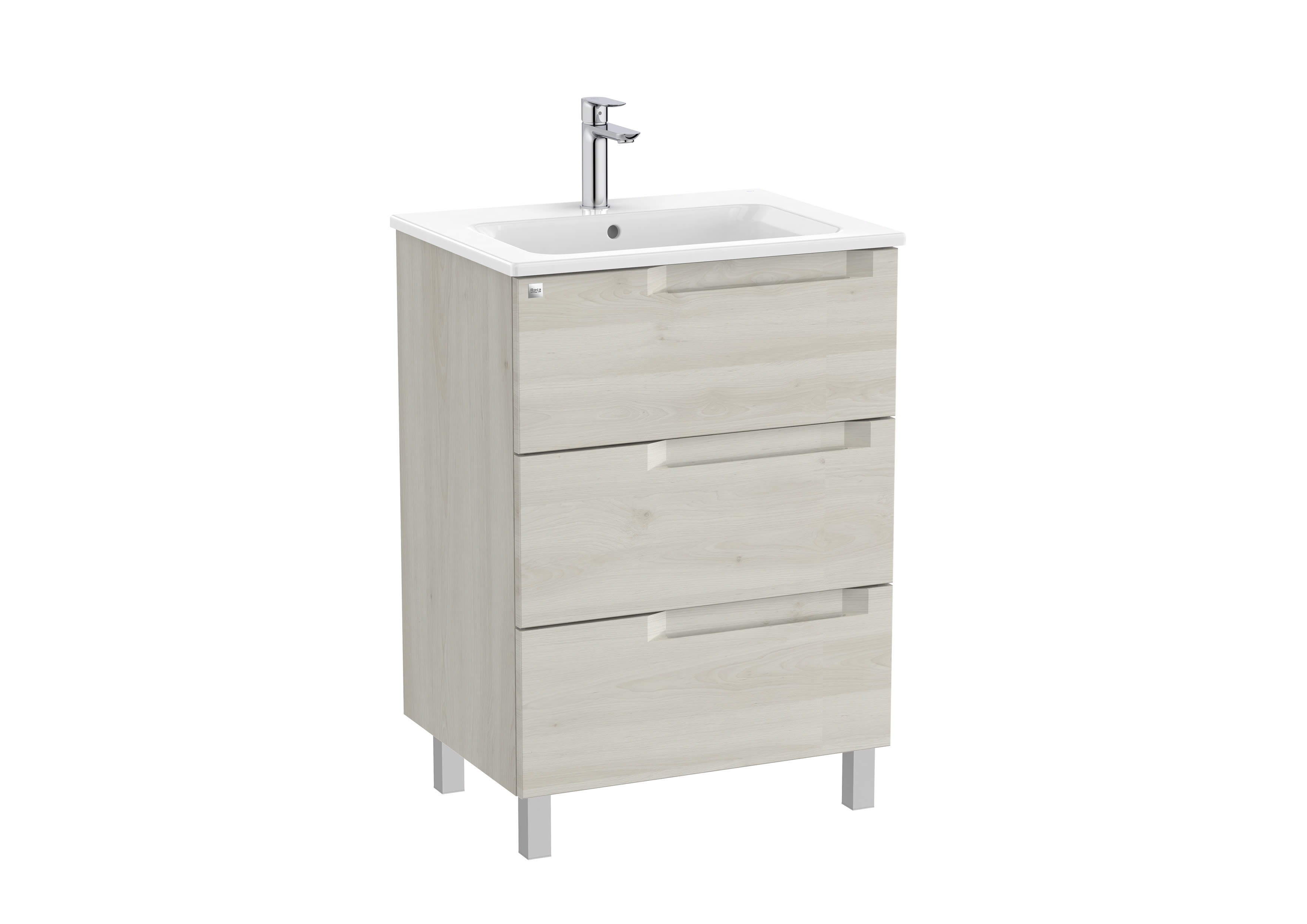Деревянный напольный шкаф для умывальника со встроенной раковиной с ящиками Roca Aleyda ARCH-00055782 - Вид №2