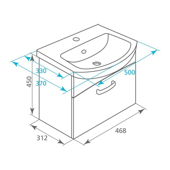 NIA50W0M95K Milardo Niagara Тумба Niagara 50 см Россия - Вид №3
