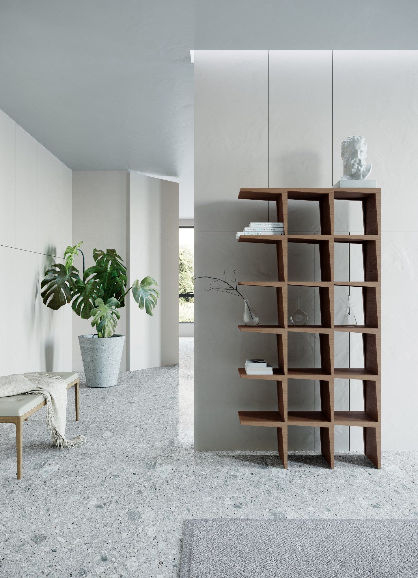 Книжный шкаф с двусторонним рисунком из ясеня Morelato KANT ARCH-00006430 - Вид №2