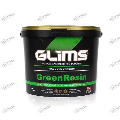 Гидроизоляция эластичная Glims GreenResin 7кг 4994
