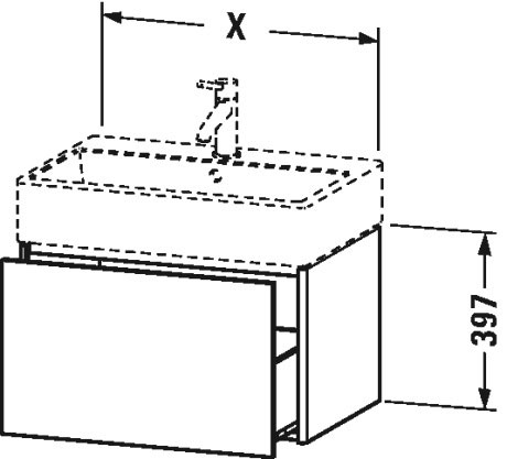 XS409200707 XSquare Тумбочка подвесная Бетонно-серый матовый декор Duravit - Вид №3