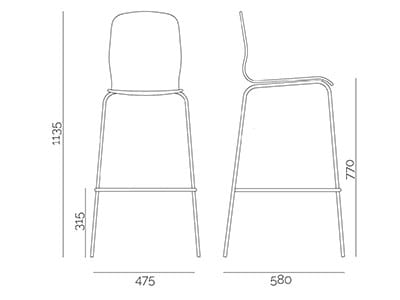 Высокий стальной табурет с подставкой для ног PF Stile ARCH-00117369 - Вид №1
