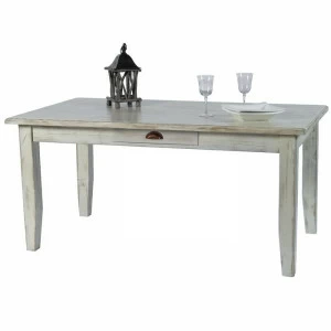 Обеденный стол белый деревянный с ящиком 160 см Solea VAVI SOLEA 132570 Белый