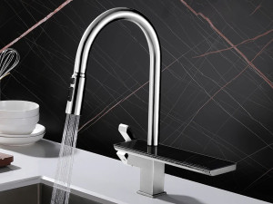 Однорычажный смеситель для кухни из нержавеющей стали с выдвижным ручным душем