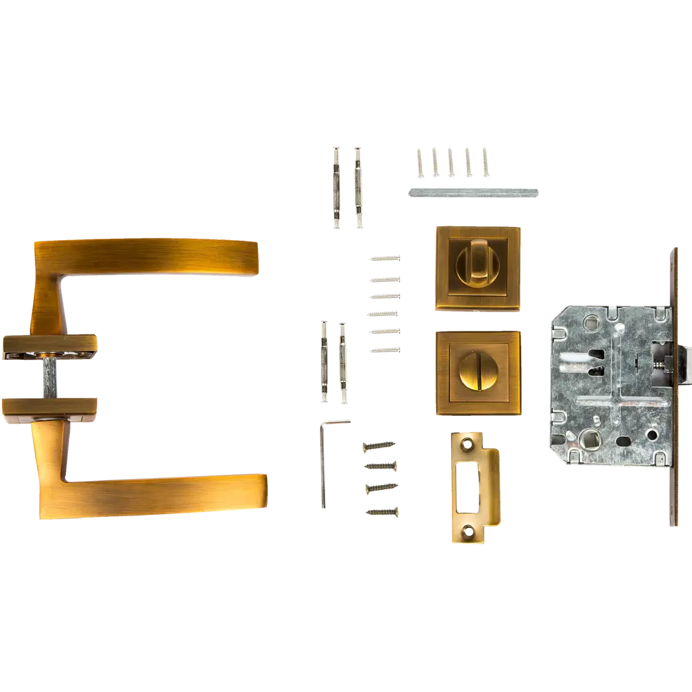 Комплект дверных ручек 27L 170 BK CF, с запиранием, цвет кофе ФАБРИКА ЗАМКОВ STLM-2074206 - Вид №2