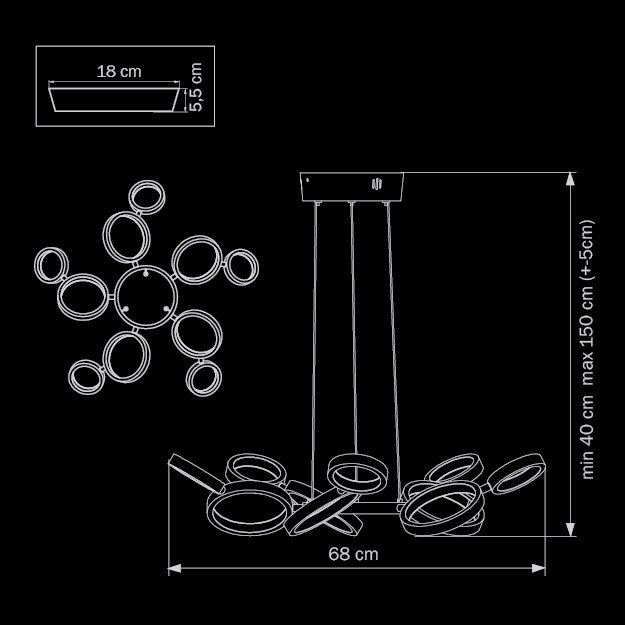 Подвесная люстра Lightstar Unitario 763010 хром белая LIGHTSTAR ДИЗАЙНЕРСКИЕ, KOSMOS 056290 Хром;белый  - Вид №1