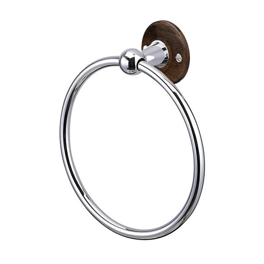 Burlington Кольцо для полотенца Хром с задней панелью из орехового дерева A3 CHR WAL 