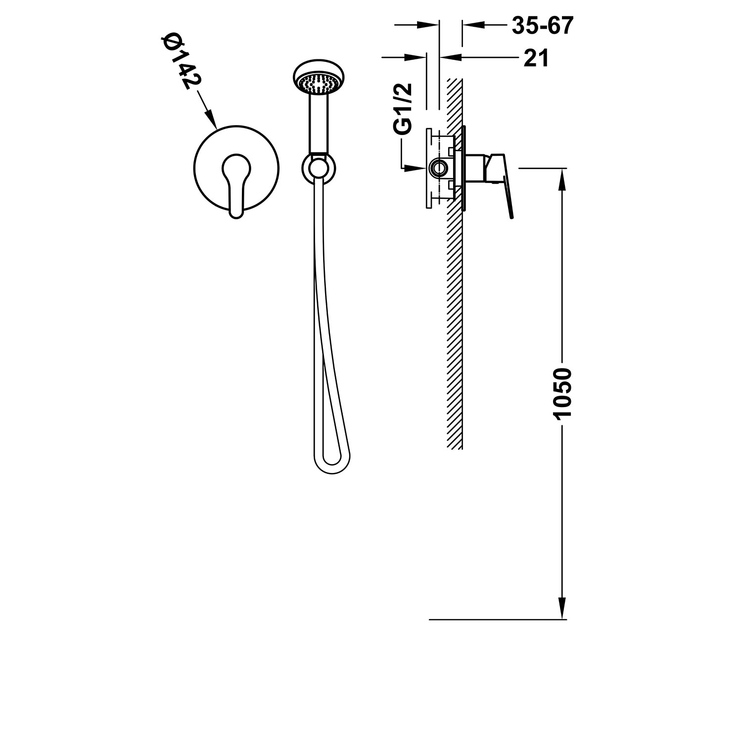 БАЗОВЫЙ 1-ходовой смеситель для душа Rapid-box с одной ручкой-21527702 TRES Base - Вид №1