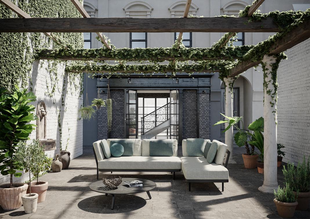 MNST1204 Сиденье с двойным концом, правое кремень teak Manutti Flex - Вид №1