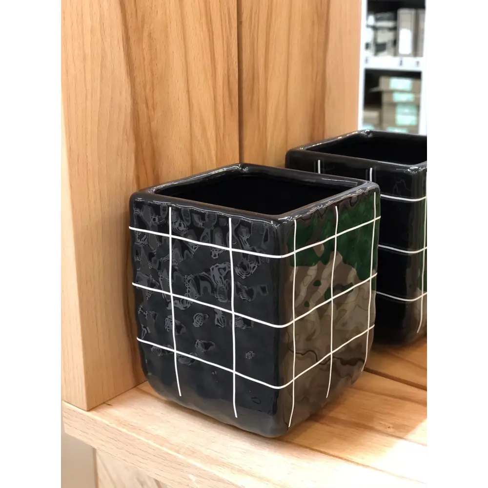 Стакан для зубных щёток Irony в клетку цвет чёрный MOROSHKA STLM-2151964 - Вид №1