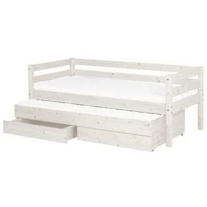 Кровать Flexa Classic с выдвижным спальным местом и ящиками, белая, 190 см