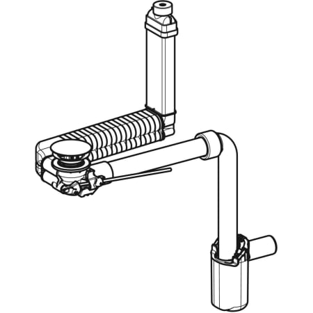 152.061.01.1 Waschbeckenablauf Clou, Raumsparmodell, schmale Ausführung, mit Hebelbetätigung und Ventilabdeckung, für Geberit ONE Waschtisch, Abgang horizontal Geberit  - Вид №1