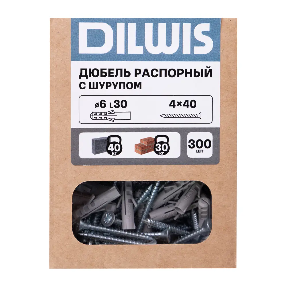 Дюбель распорный нейлоновый Dilwis 6x30мм 300 шт. в комплекте с шурупом STLM-2019629 - Вид №5