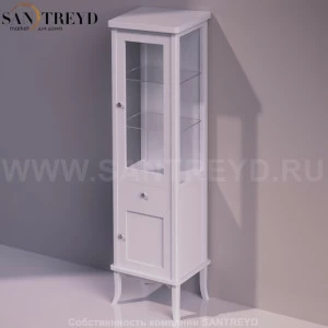 Шкаф с витриной и ящиком ARCADE белый