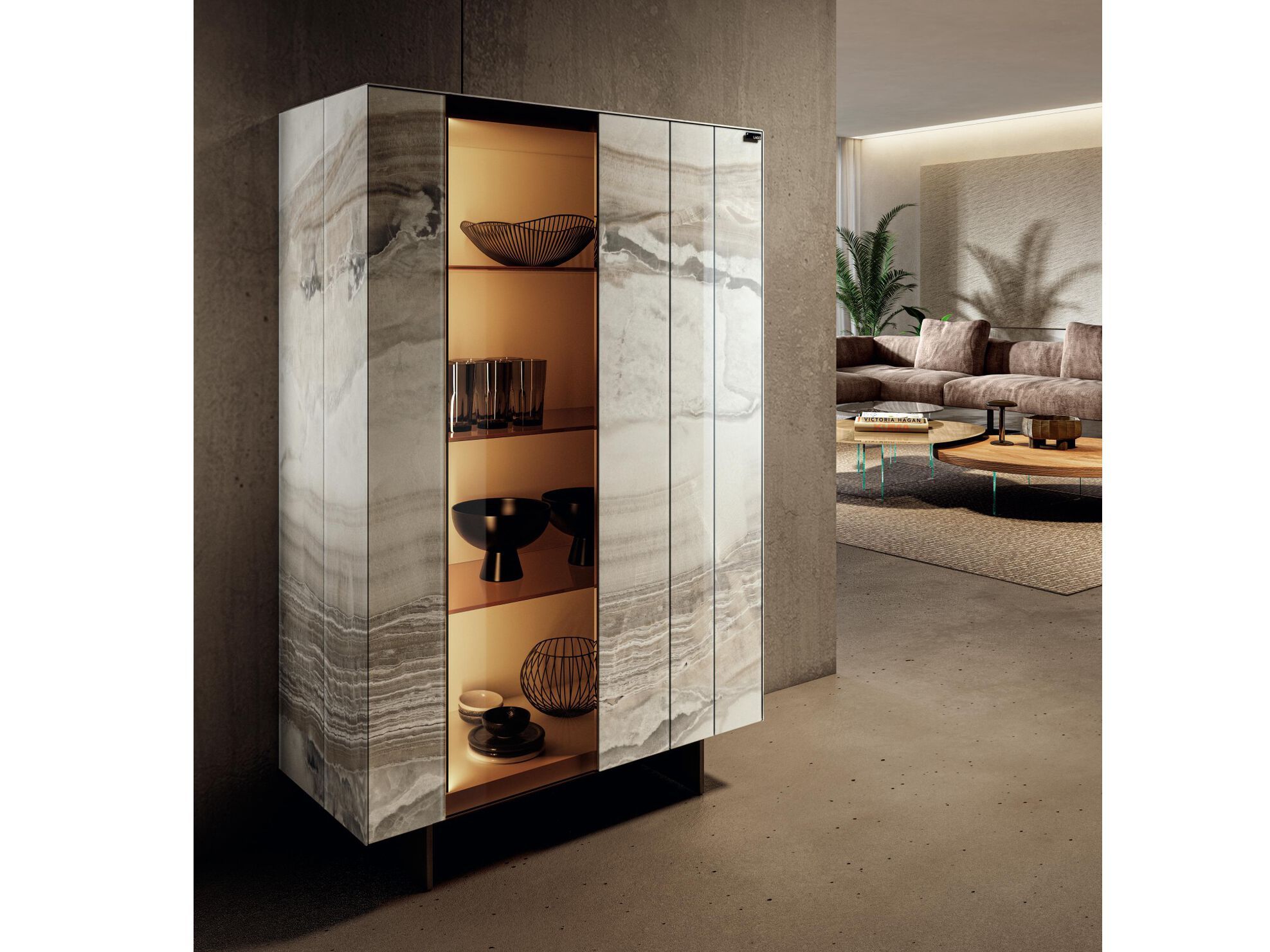 Стеклянный шкаф со встроенным освещением Lago N. O. W ARCH-00003675