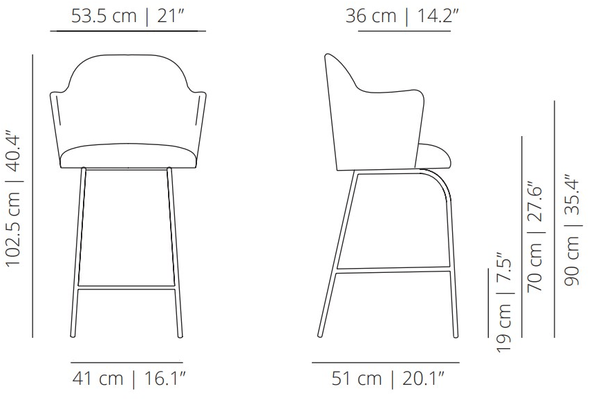 Viccarbe Высокий табурет с подлокотниками с подставкой для ног Aleta sun-id-1400375 - Вид №3