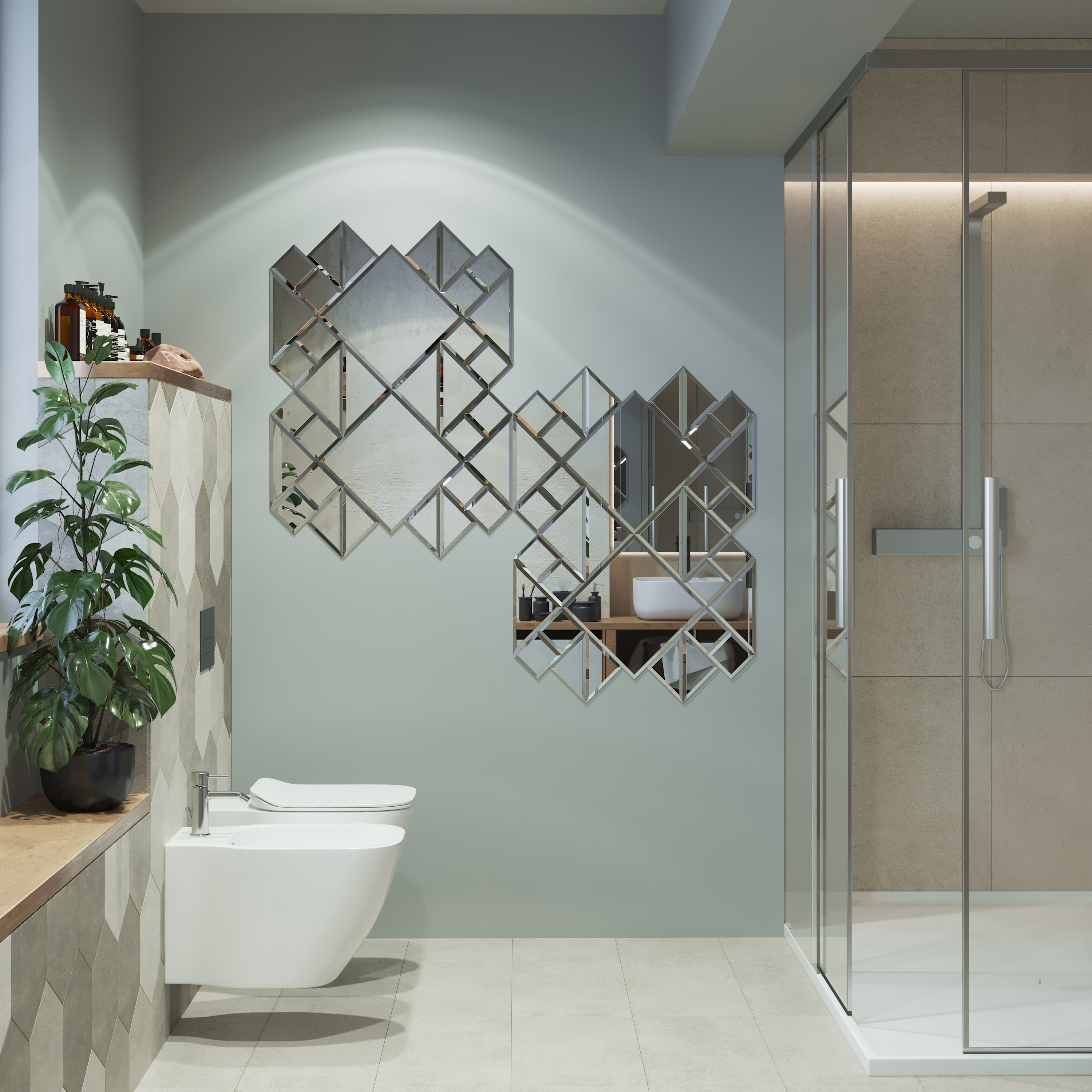 Зеркальная плитка SENSEA LM24 квадратная 10x10 см серебристая 82360908